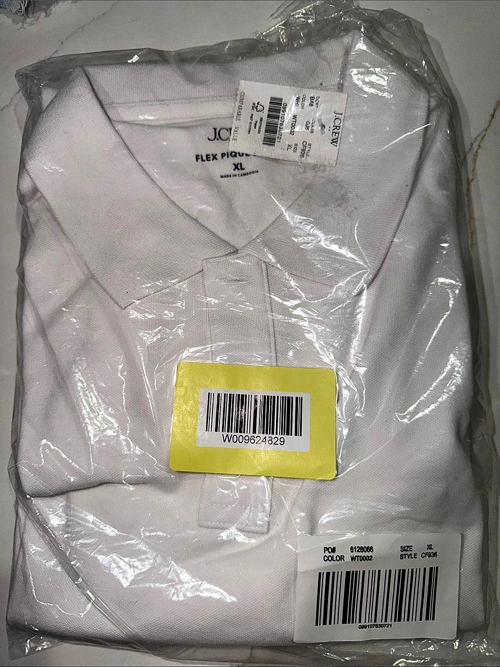 J.Crew Flex Piqué Polo Men's Polo White Size XL NWT